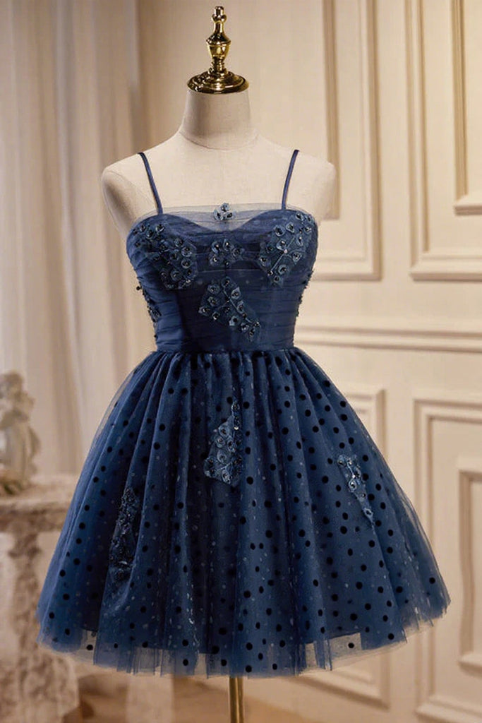 A-line Spaghetti Straps Tulle Homecoming Dress LJ0571