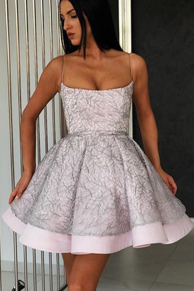 Spaghetti Straps Short Prom Dress Strapless Sparkly Cocktail Dress OM517