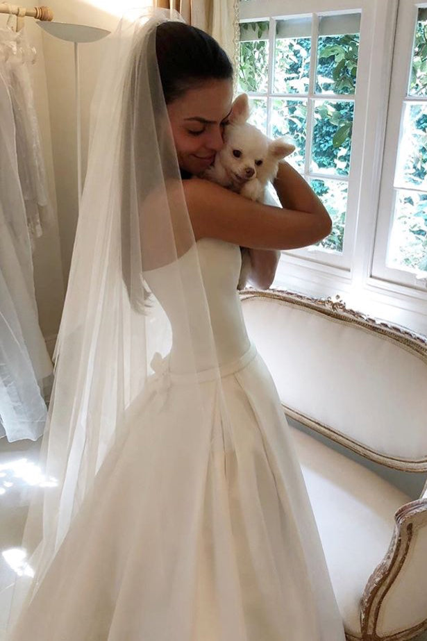 Simple Satin Strapless Wedding Dresses, Long Bridal Dress with Pockets OW506