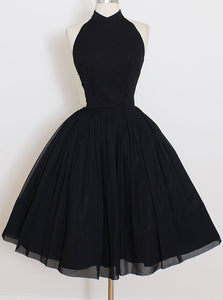 Elegant Black Short Prom Dresses, Halter Homecoming Party Dress OM464