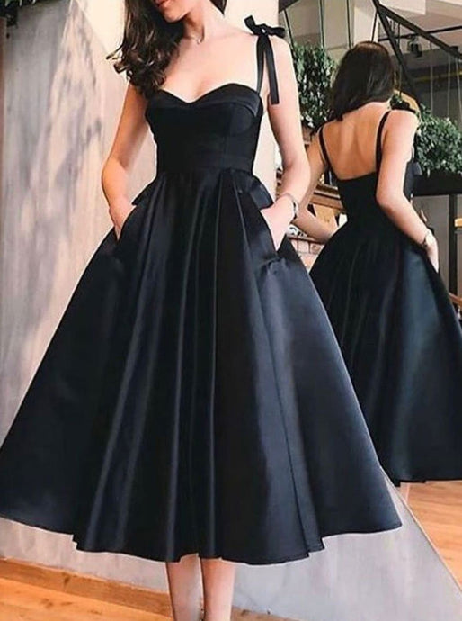 Straps Black Short Prom Dresses Homecoming Dress With Pockets PO019