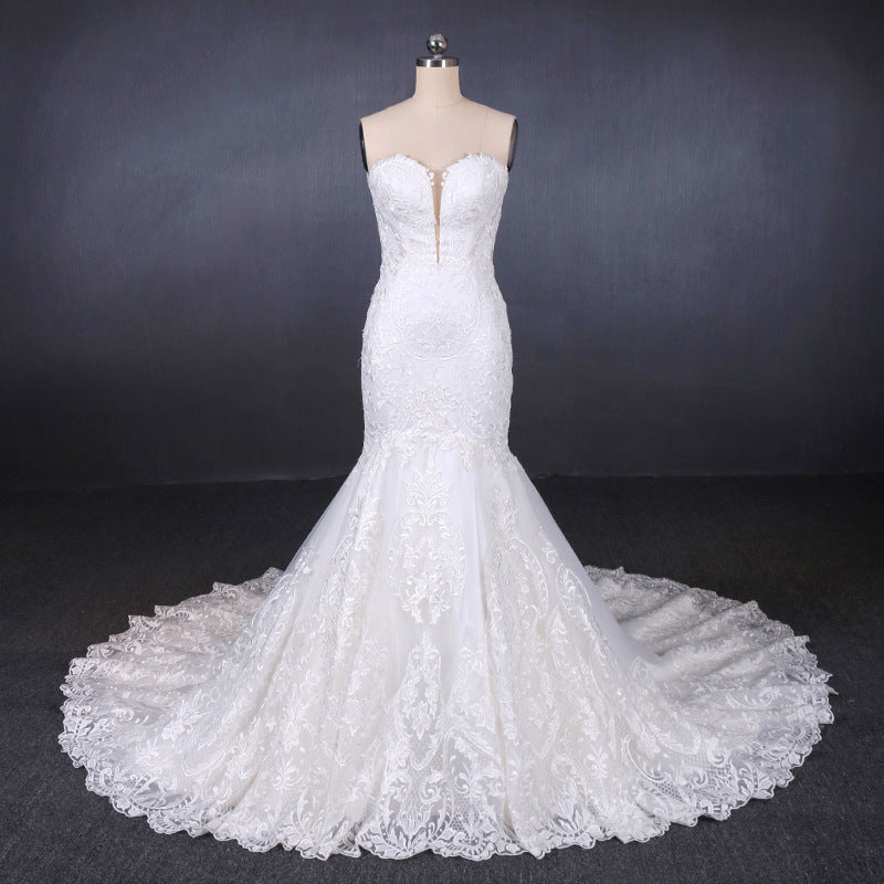 Sweetheart Lace Wedding Dresses, Mermaid Lace Appliques Bridal Gown OW554
