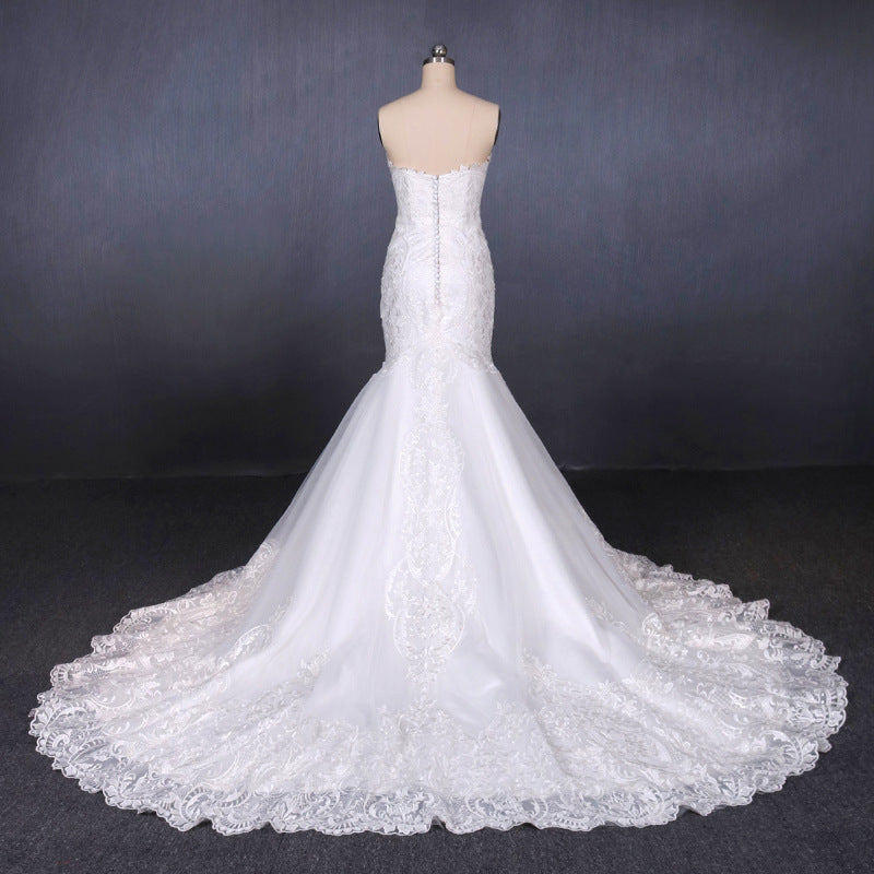 Sweetheart Lace Wedding Dresses, Mermaid Lace Appliques Bridal Gown OW554