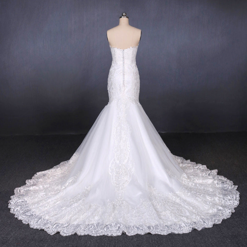 Sweetheart Lace Wedding Dresses, Mermaid Lace Appliques Bridal Gown OW554