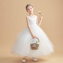 Ivory Straps Flower Girl Dress With Lace Appliques