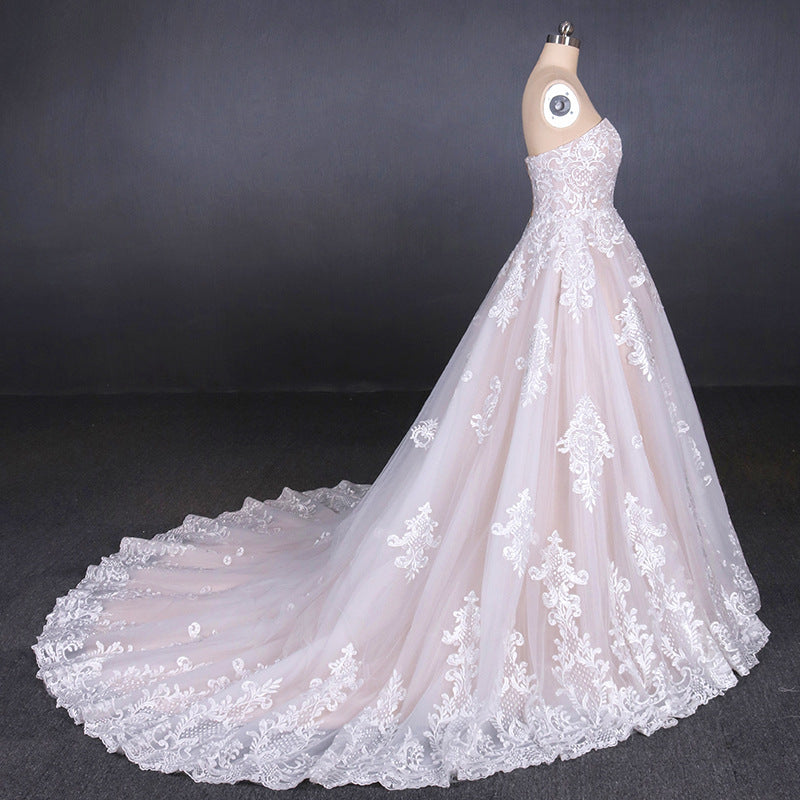 Strapless Ball Gown Lace Wedding Dresses With Appliques OW577