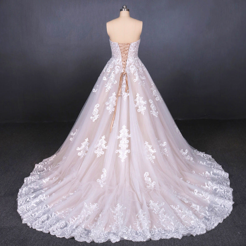 Strapless Ball Gown Lace Wedding Dresses With Appliques OW577