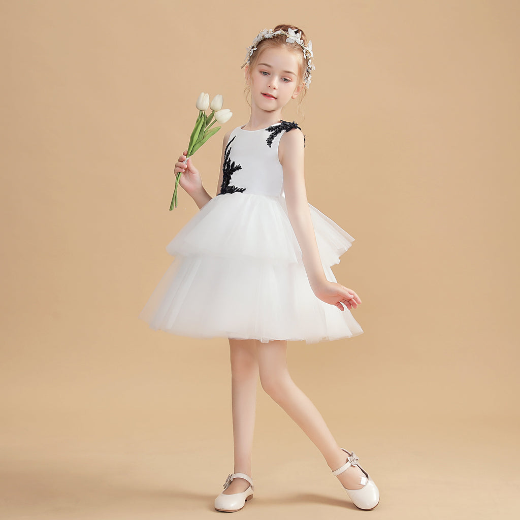 Ivory Appliques Short Flower Girl Dress