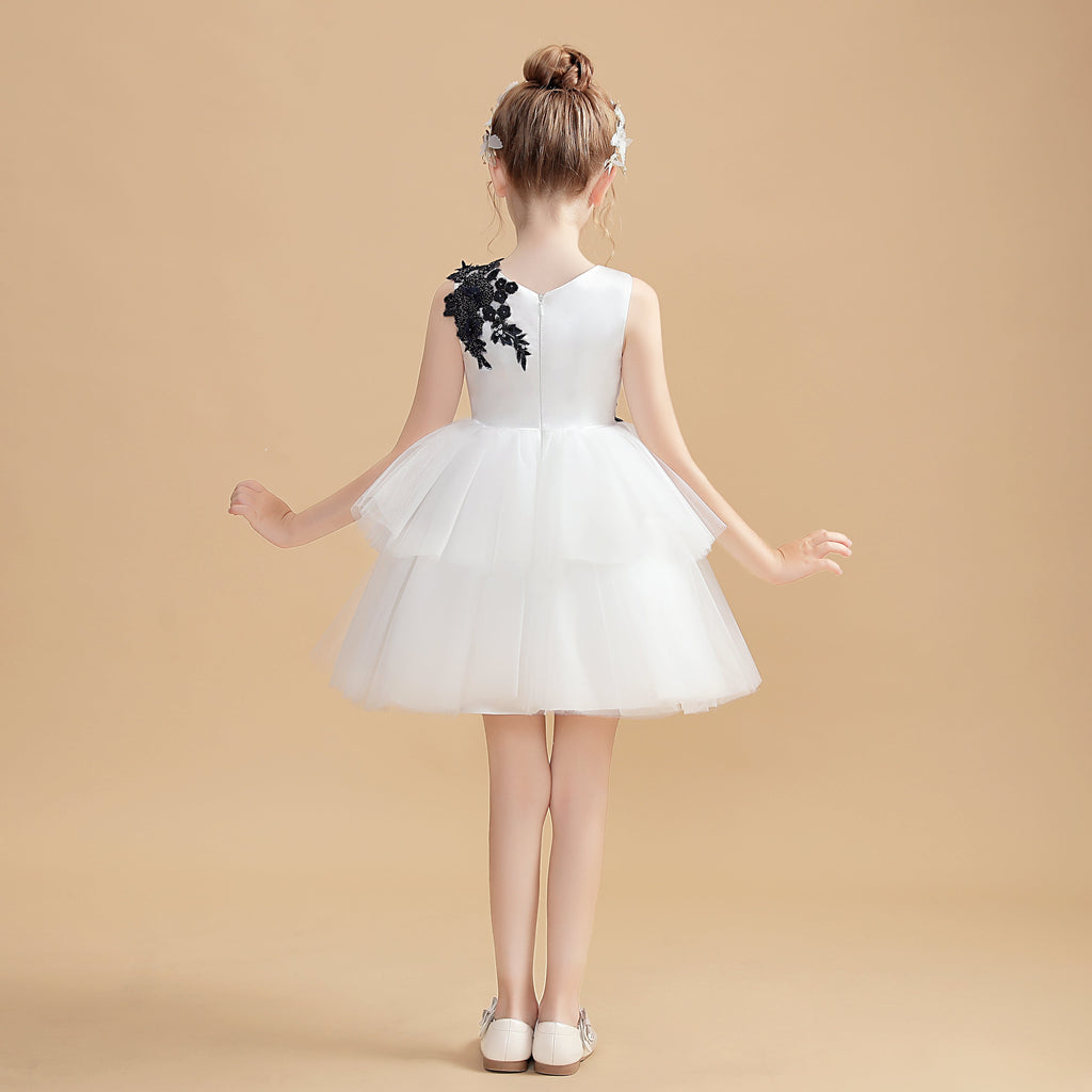Ivory Appliques Short Flower Girl Dress