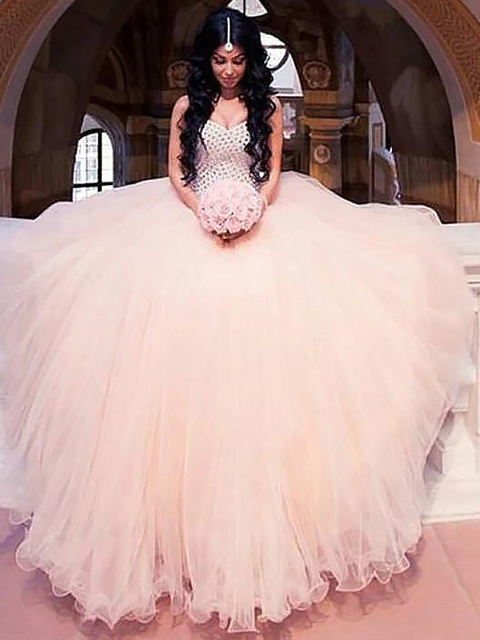 Beading Sweetheart Ball Gown Tulle Wedding Dress OW229
