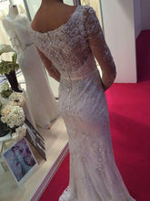 Long Sleeves Sheath/Column Scoop Lace & Chiffon Wedding Dress OW253