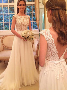 A-Line/Princess Scoop V-Back Chiffon Wedding Dress OW259