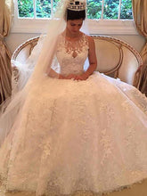 Gorgeous A-Line Scoop Lace Wedding Dress With Appliques OW268