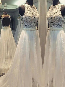 A-Line/Princess Scoop Beaded Chiffon Wedding Dress With Appliques OW301