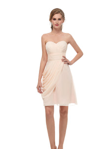 Champagne Chiffon Sleeveless Sweetheart Prom Dress Short Homecoming Dresses AS13669