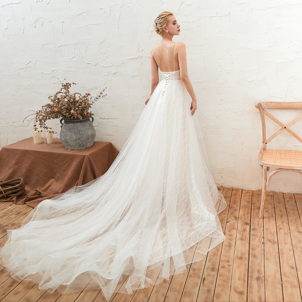 Sexy New V-Neck Backless Tulle Wedding Dresses AS28346