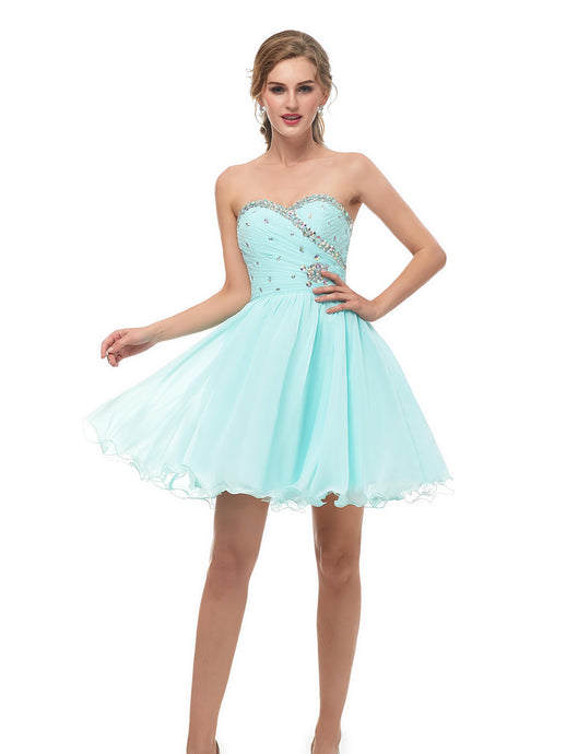 Sweetheart Sleeveless Chiffon Short Homecoming Dresses With Beading AS16670