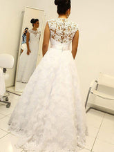 Lace Scoop Floor-Length Ball Gown Wedding Dress With Appliques OW304