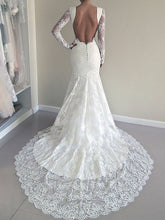 Trumpet/Mermaid Long Sleeves Scoop Lace Backless Wedding Dress OW287