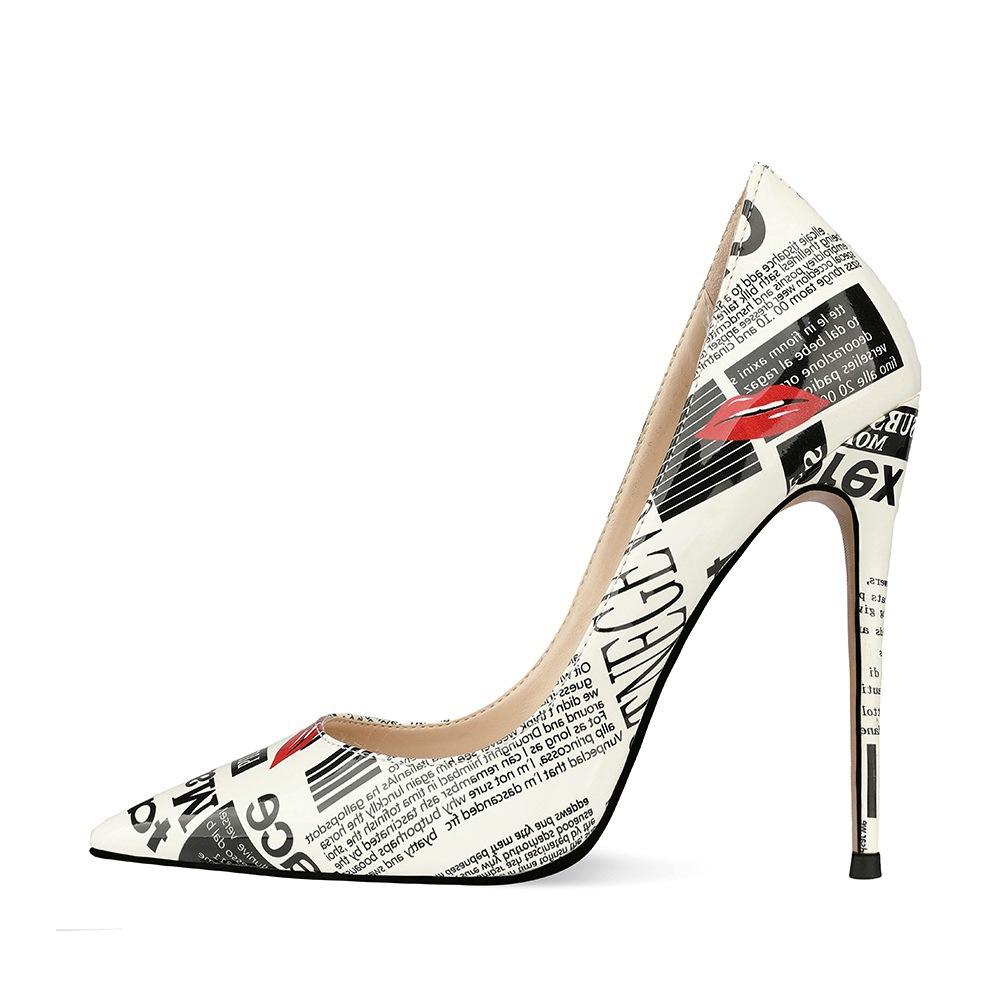 High-heels with graffiti, Fashion Evening Party Shoes, yy35