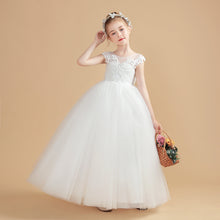 Ivory Tulle Cap Sleeves Flower Girl dress With Bowknot