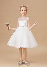 Ivory Tulle Lace Sleeveless Flower Girl Dress