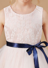 Tulle Satin Lace Flower Girl dress With Bowknot Satin-Sash