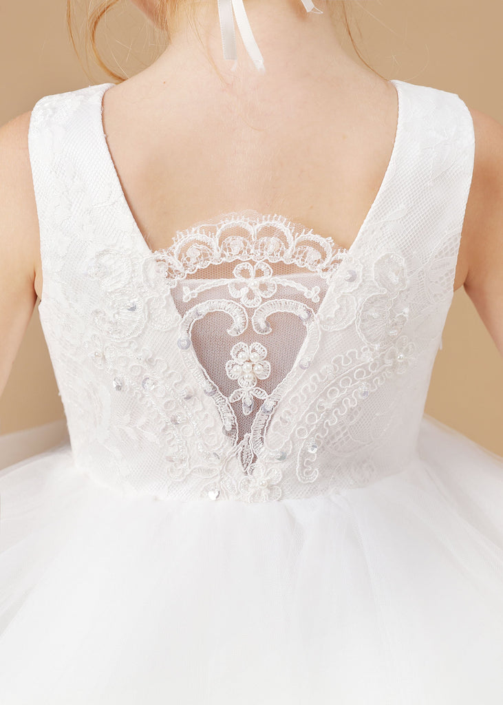 Lace Tulle Chic Sleeveless Flower Girl Dress