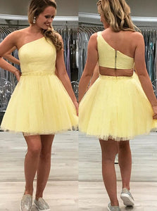 Tulle One Shoulder Sparkly Homecoming Dress, Chic 8th Graduation Dress OM459