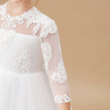 Tulle Satin White Lace Princess Flower Girl dress