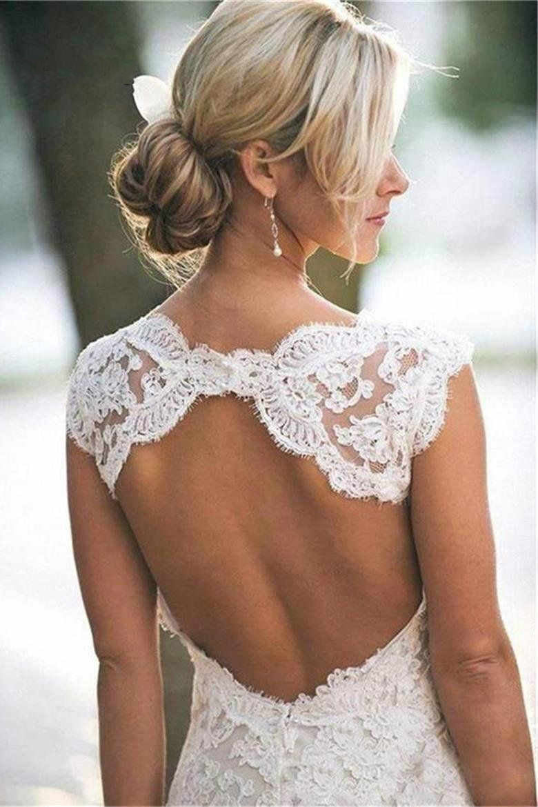 Open Back Lace Wedding Dresses Beach Wedding Dress Cheap OW662