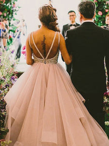 Sleeveless Scoop Sweep/Brush Train Organza Ball Gown Wedding Dress OW164