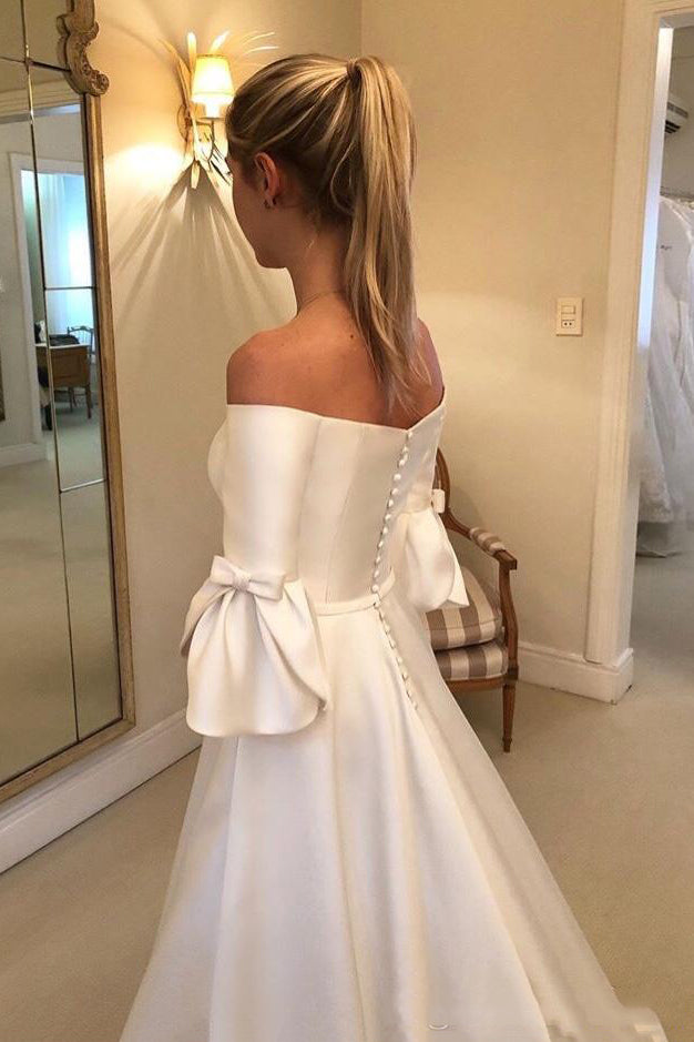 Princess Off Shoulder Flare Sleeves Vintage Wedding Dresses OW661