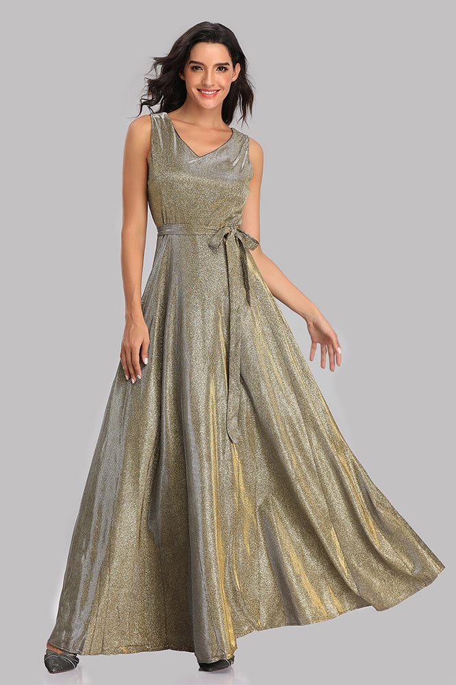 Sparkle V-neck Long Prom Dresses Affordable Formal Evening Gown E90818