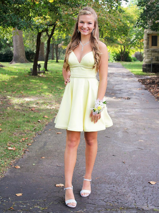 A-line Daffodil Soft Satin Party Dress Homecoming Dress PD1120