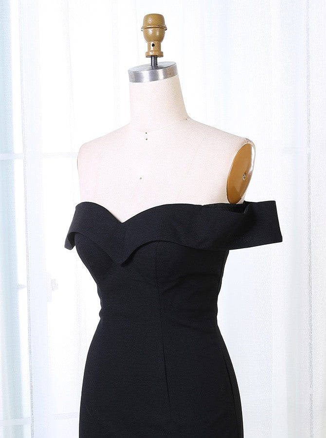 Sexy Black Off-the-Shoulder Sheath Split Long Prom Dress Evening Dress OP275