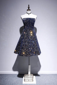 Glitter Strapless A-line Homecoming Party Dresses Chic Short Prom Dress B0004