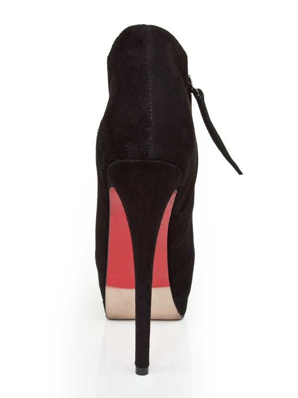 Closed Toe Stiletto Heel With Zipper Black High Heels OS109