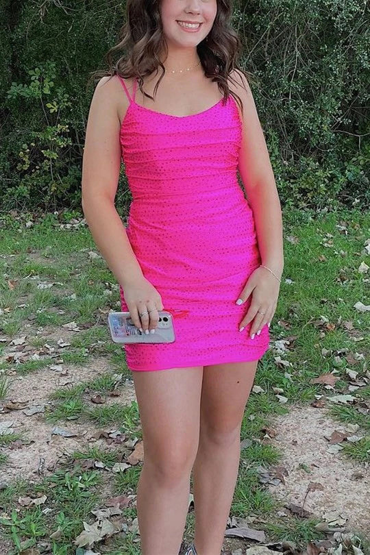 Sexy Short Spaghetti-Straps Tight Homecoming Dress