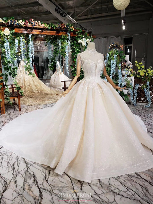 Gorgeous High Neckline Wedding Dress With Tassel Beading Appliques OW408
