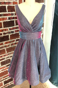 Short A-Line V-Neck Glitter Homecoming Dress With Sequins