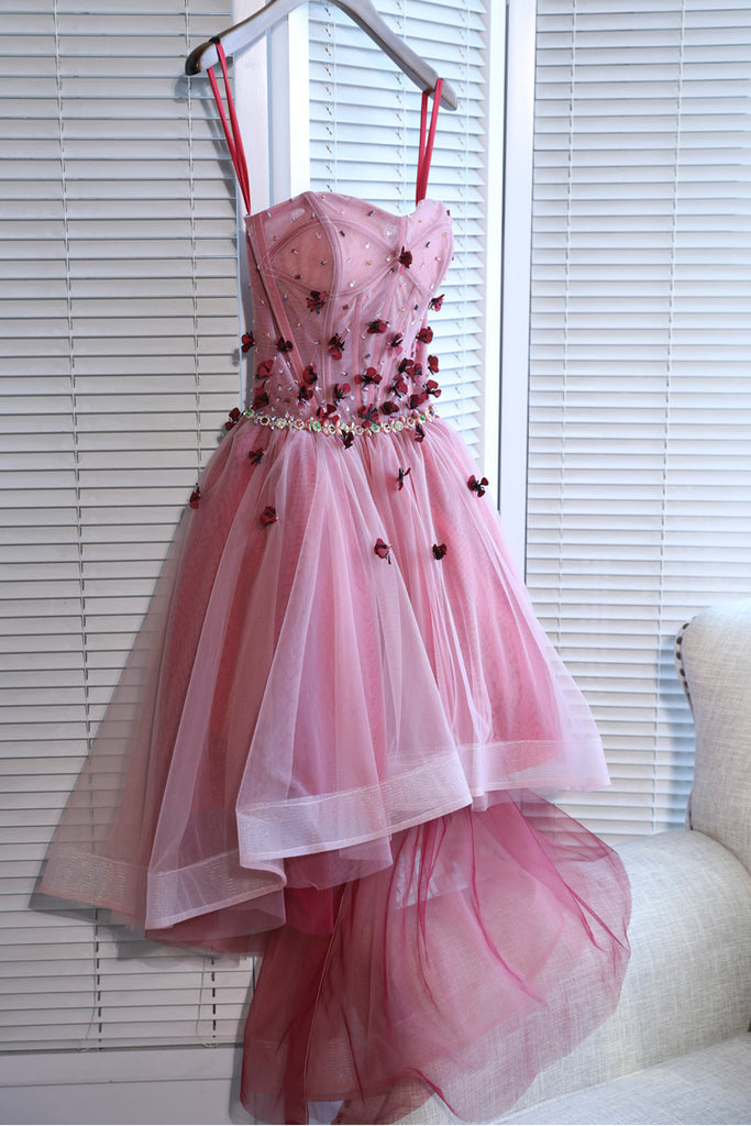 High Low Applique Strapless Prom Party dress Tutu Skirt Sweet 16 Dress OM135