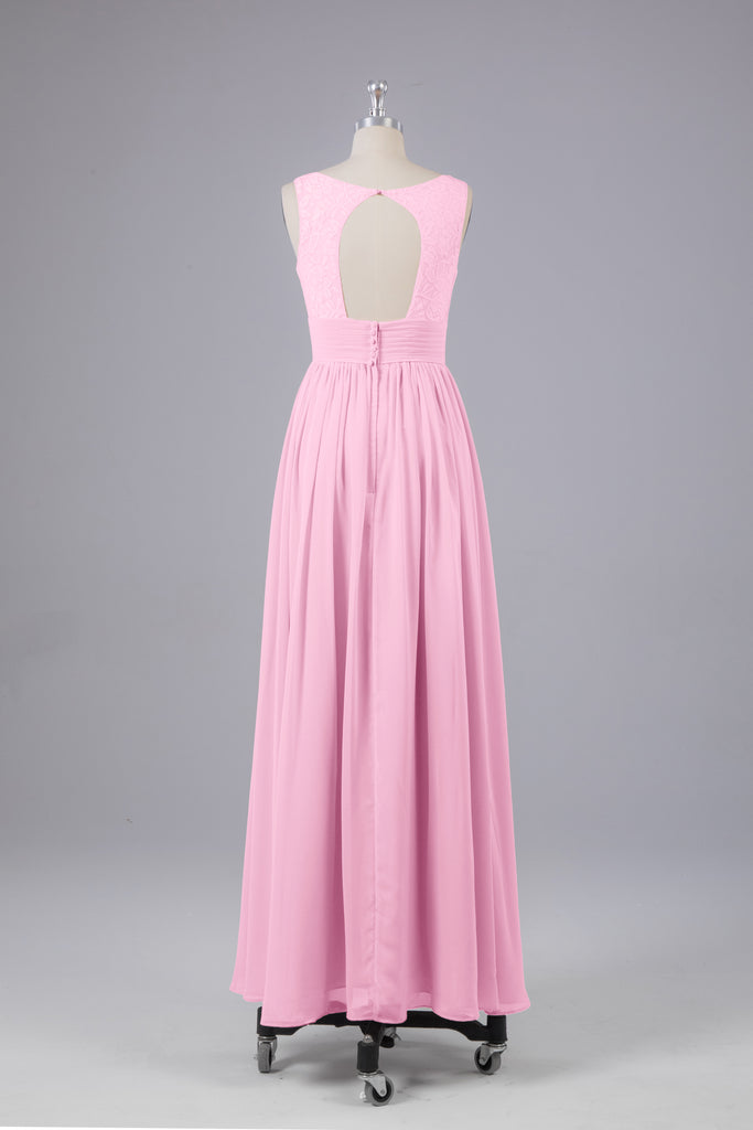 Vintage A-line V-neck Sleeveless Long Bridesmaid Dresses
