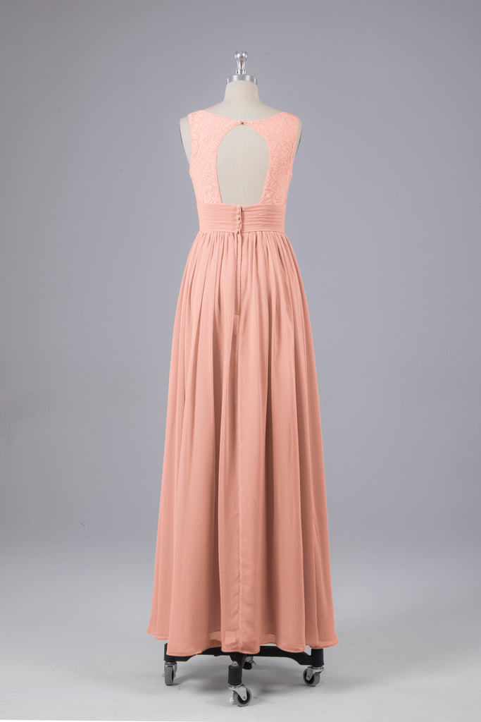 Vintage A-line V-neck Sleeveless Long Bridesmaid Dresses