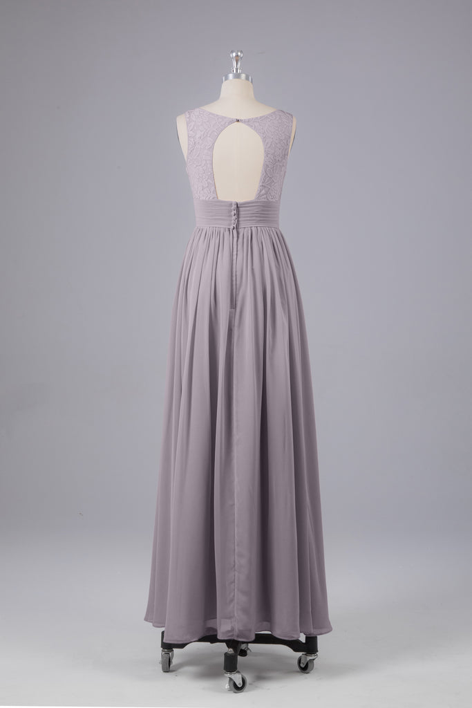 Vintage A-line V-neck Sleeveless Long Bridesmaid Dresses