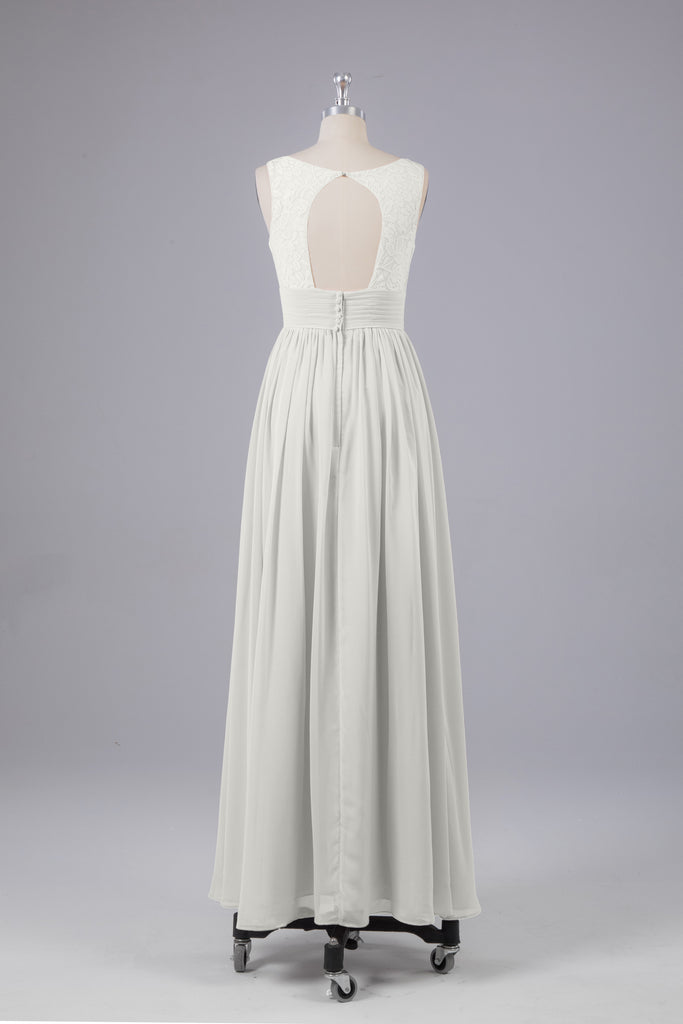 Vintage A-line V-neck Sleeveless Long Bridesmaid Dresses