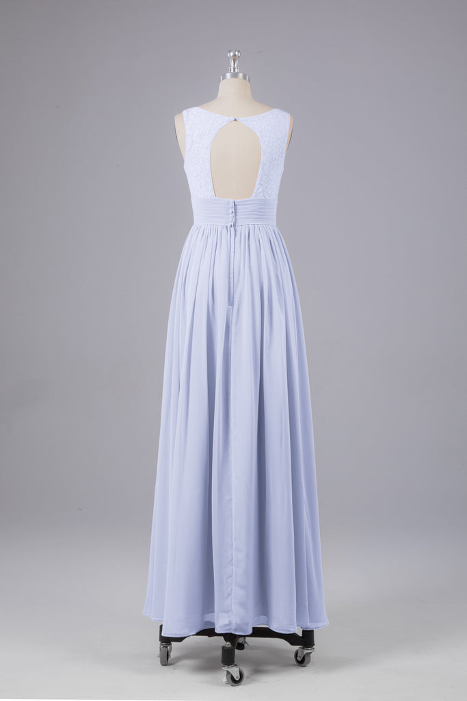 Vintage A-line V-neck Sleeveless Long Bridesmaid Dresses