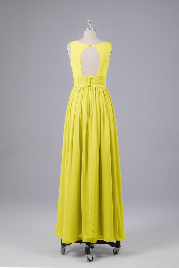 Vintage A-line V-neck Sleeveless Long Bridesmaid Dresses