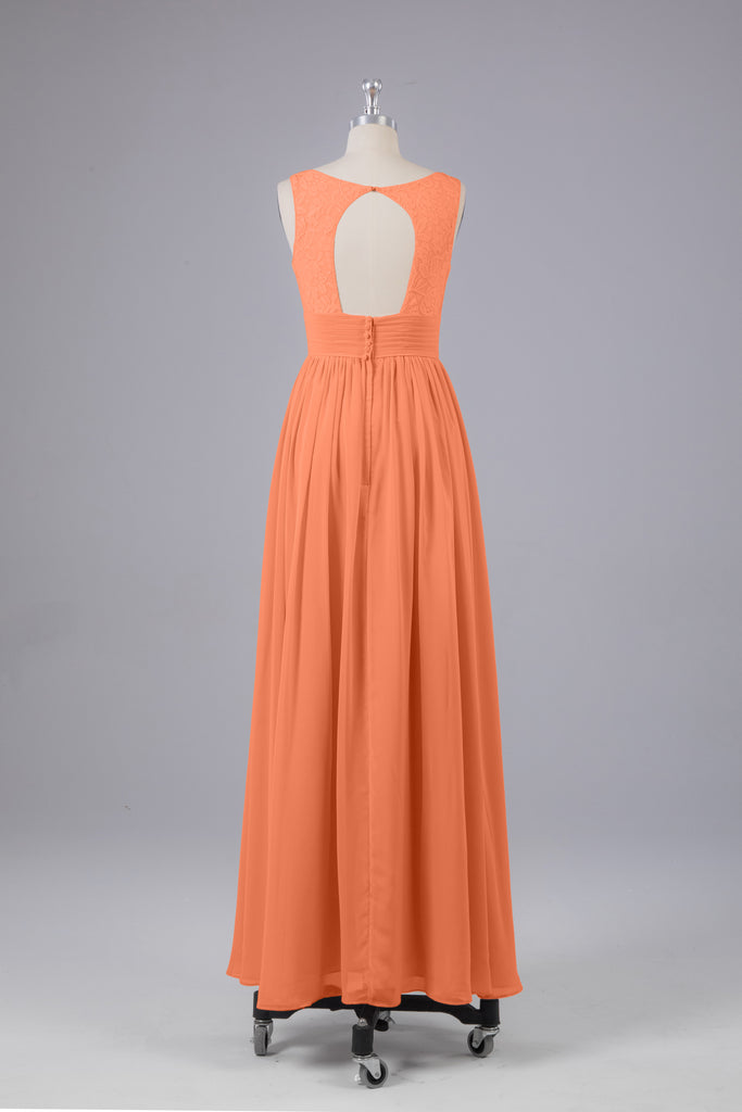 Vintage A-line V-neck Sleeveless Long Bridesmaid Dresses