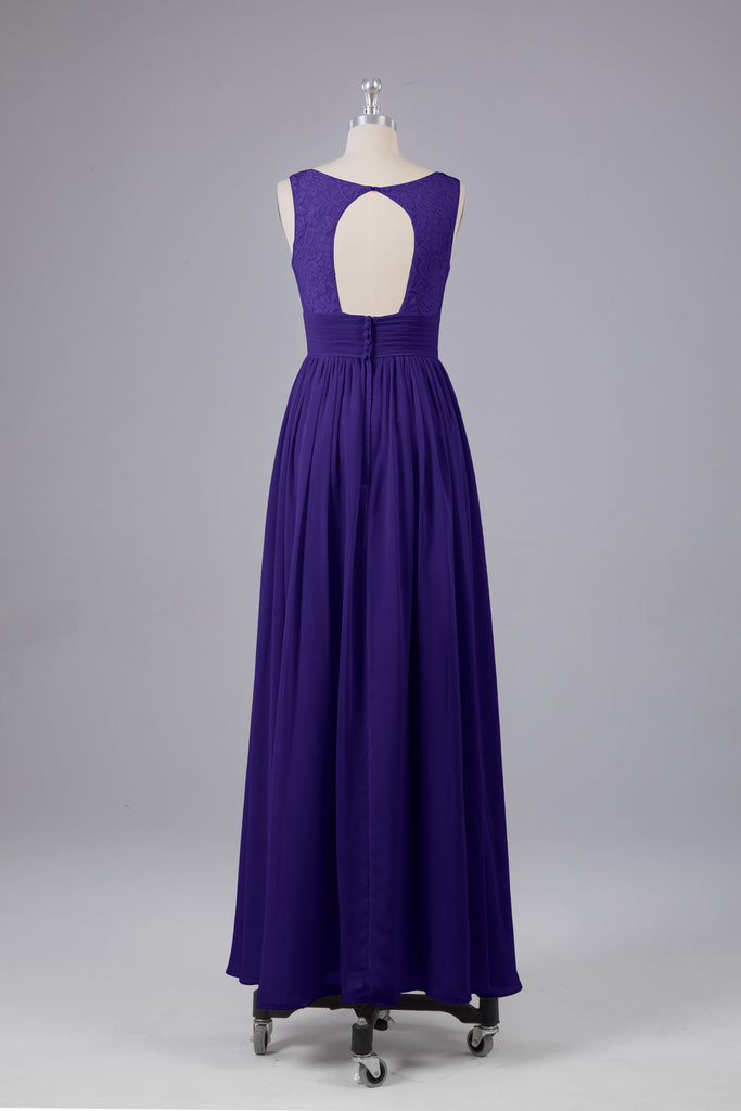 Vintage A-line V-neck Sleeveless Long Bridesmaid Dresses